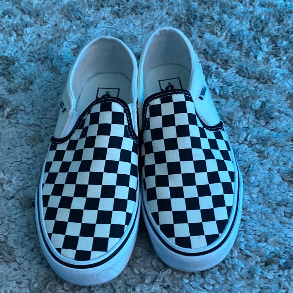 White checkered Vans